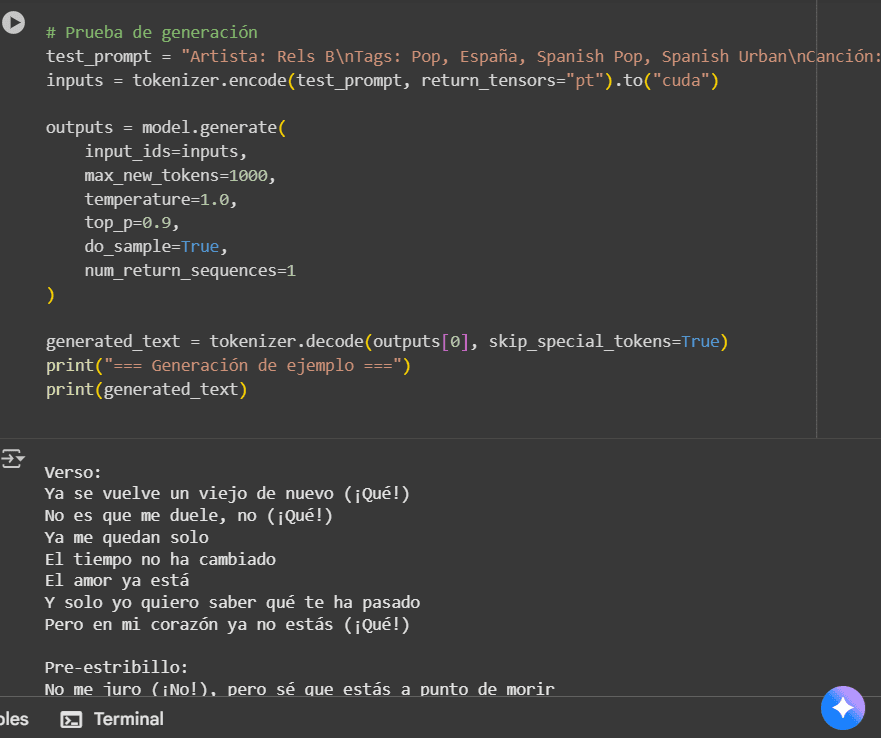 Fine-tuning Llama para Letras en Español screenshot 2
